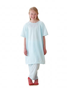 Medline Snuggly Solids Pediatric Pajama Shirts - Pediatric Pajama Gown, Blue, Size L - MDT011277L