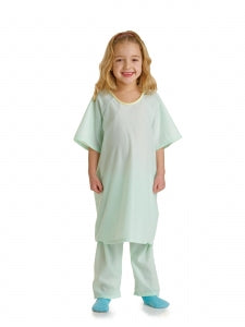 Medline Snuggly Solids Pediatric Pajama Shirts - Pediatric Pajama Gown, Green, Size M - MDT011277M