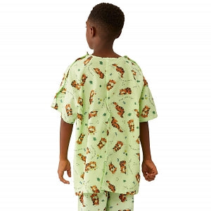 Medline Tired Tiger Print Pediatric IV Gowns - Pediatric IV Gown, Tiger, Green, Size M - MDT011389M