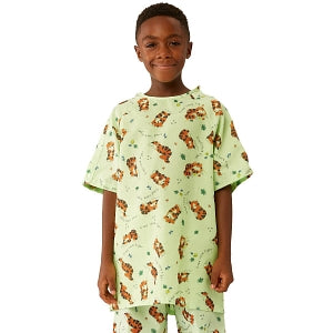 Medline Tired Tiger Print Pediatric IV Gowns - Pediatric IV Gown, Tiger, Green, Size M - MDT011389M