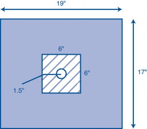 Medline ResiStat Universal Drapes - ResiStat Universal Drape with 1.5" Round Fenestration and 6" x 6" Polysoaker, 19" x 17" - MDT013629