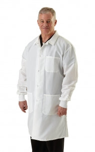 Medline Men's ResiStat Lab Coat with Pockets - Men's ResiStat Lab Coat, White, Size L - MDT046805L