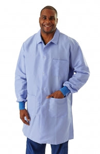 Medline Men's ResiStat Lab Coat with Pockets - Men's ResiStat Lab Coat, Light Blue, Size M - MDT046811M