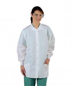 Medline Women's ResiStat Protective Warm-Up Jackets - Resistat Women's Warmup Jacket White, Size M - MDT046883M