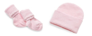 Medline Infant Cap and Bootie Sets - Head and Foot Warmer Set, Pink - MDT211432P