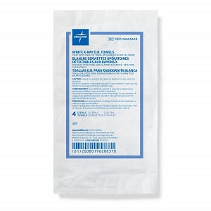 Medline Disposable X-Ray Detectable OR Towels - Sterile Disposable Deluxe X-Ray Detectable OR Towel, 17'' x 27'', White, 4/Pack - MDT2168054XR