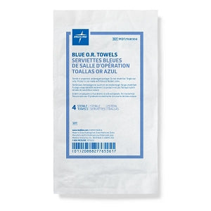 Medline Disposable OR Towels - Sterile Disposable Heavy OR Towel, Blue, 17'' x 27'', 4/Pack - MDT2168304