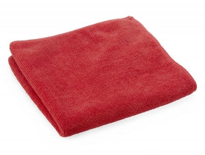 Medline Microfiber Cleaning Cloths - Microfiber Cleaning Cloth, 16" x 16", Medium-Weight, Red - MDT217847