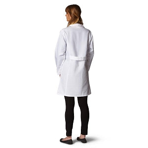 Medline Ladies' Classic Staff Length Lab Coats - Women's Classic Staff-Length Lab Coat, White-on-White Link Pattern, Size 10 - MDT22WHT10E