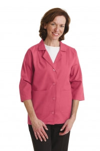 Medline Ladies Smock with Three-Quarter-Length Sleeves - Ladies Smock with 3/4 Length Sleeves, 65% Polyester/35% Cotton, Volunteer Pink, Size 2XL - MDT76003415