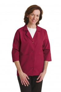 Medline Ladies Smock with Three-Quarter-Length Sleeves - Ladies Smock with 3/4 Length Sleeves, 65% Polyester/35% Cotton, Wine, Size 3XL - MDT76003436