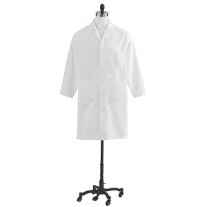 Medline Heavyweight Twill Button-Front Men's Lab Coats - Men's Heavyweight Twill Full Length Lab Coat, White, Size 30 - MDT775501030