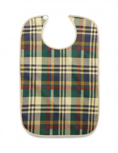 Medline Tartan Print Hook-and-Loop Clothing Protectors - Terry Bib with Hook and Loop Strap, Adult, 10 oz., 21" x 33", Tartan - MDTAB3I33PLD