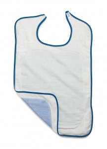 Medline Clothing Protectors with Hook-and-Loop Closure - Bib with Hook and Loop Strap, Adult, 21" x 33",, White - MDTAB3I33WHIS