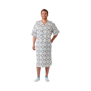 Medline Blended IV Gowns - Patient IV Gown with Side Ties, Demure Print, Size 10XL - MDTBG5ITSDEM