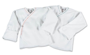 Medline DayDreamers LS Snap-Side Infant Shirts - Preemie Snapside Baby Shirt, Mitten Cuff, White - MDTDDR071P