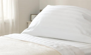 Golden Mills Feels Like Home 250 Thread Count Flat Sheets - T250 Flat Sheet, 1" White Stripe, 81" x 108" - SHGS81X108