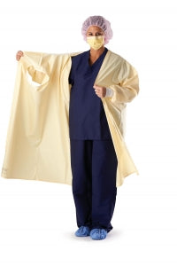 Medline Wrap-Around Reusable Isolation Gown - 3-Armhole Isolation Gown with Blockade, Size 3XL, Yellow - MDTISO3AHY3XL