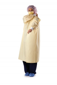 Medline Wrap-Around Reusable Isolation Gown - Three-Armhole Isolation Gown, One-Size-Fits-Most, Yellow - MDTISO3AHY