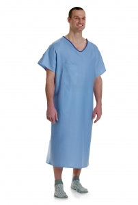 Medline Blended IV Gowns - Patient IV Gown with Side Ties, Telemetry Pocket, Blue, Size 3XL - MDTOG5ITSBLU