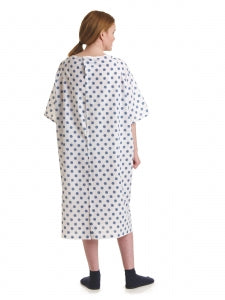 Medline Blended Patient Gowns - Patient Gown with Overlap Back and Back Snap Closures, Snowflake Print - MDTPG2ROLSNO