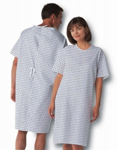 Medline Blended Patient Gowns - Patient Gown with Angle Back and Side Ties, Snowflake Print, One Size Fits Most - MDTPG2RTSSNO