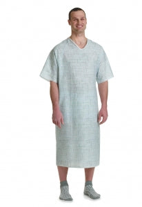 Medline Blended Patient Gowns - Patient Gown with Angle Back and Side Ties, Spectrum Blue, One Size Fits Most - MDTPG4RTSSPB