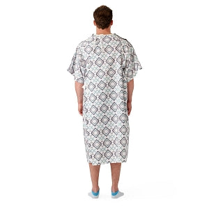 Medline Blended IV Gowns - Patient IV Gown with IV Sleeve Side Ties, Metal Snaps, Modern, White, One Size Fits Most - MDTPG5ITSMOW