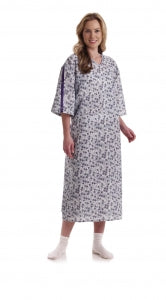 Medline Blended IV Gowns - Patient IV Gown with Side Ties, Royale Print, Two-Tone Blue - MDTPG5ITSRTB