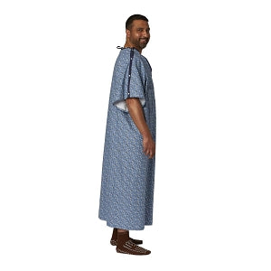 Medline Blended IV Gowns - Patient IV Gown with KM80 Plastic Snaps, Blue Triangle Print, One Size Fits Most - MDTPG5ITSTRB