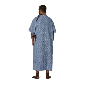 Medline Blended IV Gowns - Patient IV Gown with IV Sleeve, Side Ties, Plastic Snaps, Blue Triangle Design, One Size Fits Most - MDTPG5ITSTRI