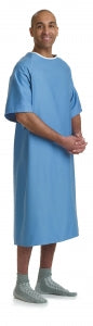 Medline Hyperbaric Patient Gowns - 100% Cotton Hyperbaric Patient Gown, Blue, Side Ties - MDTPG5RTSHYP