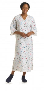 Medline Blended Patient Gowns - Deluxe Cut Patient Gown with Side Ties, Lunar Print, One Size Fits Most - MDTPG5RTSLUN