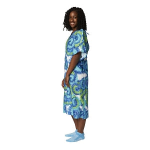 Medline PolyBright Patient Gowns - GOWN, IV, PLYBRT, TIEDYE, BLUE, PLS SNP - MDTPG6IVTIDI