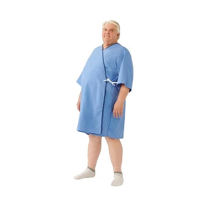 Medline Front-Opening Exam Patient Gowns - PerforMAX Front-Opening Exam Gown, Blue, Size 2XL/3XL - MDTPG7RFOBLU4