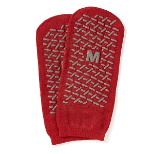 Medline Fall Prevention Slippers - Fall Prevention Patient Slippers, Red, Size M - MDTPS4B03FPR