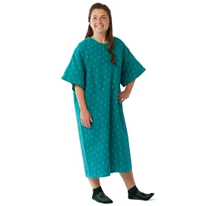 Medline Behavioral Health Apparel - IV Gown with Plastic Back Snap Closures, Green Bird Print, Petite - MDTTG5IABGRN