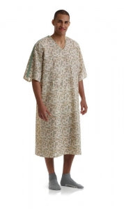 Medline PerforMAX IV Patient Gowns - PerforMAX IV Patient Gown with Metal Snap Detail, Royale Print, Sage and Beige, Size Teen - MDTTG7ITSRSB