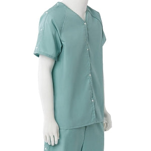 Medline Behavioral Health Apparel - Short-Sleeve Pajama Shirt with Plastic Snaps, Sea Spray, Size S / M - MDTTPSS03SEA