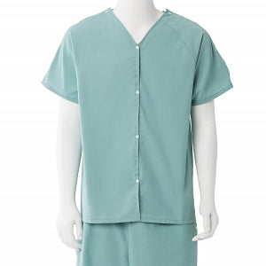 Medline Behavioral Health Apparel - Short-Sleeve Pajama Shirt with Plastic Snaps, Sea Spray, Size S / M - MDTTPSS03SEA