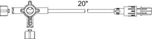 Smiths Medical Standard Bore Extension Sets - Extension Set, 3-Way Stopcock, 20" Male SS - MX412SL