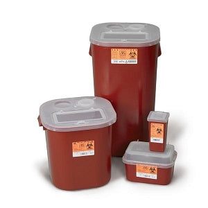 Inteplast Group Stackable Sharps Containers - Sharps Containers, Polypropylene, Translucent Red / Black, 1 qt. - 8702T