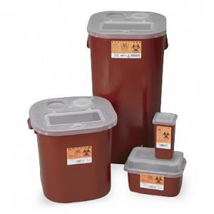 MedSu Non-Stackable Sharps Containers - Nonstackable Flat Lid Sharps Container, Red, 2 gal. - 8704