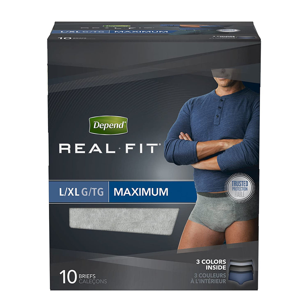 Independent Medical Depend Real Fit Briefs for Men - UNDERWEAR, INCONTINENCE, MALE, L / XL - 6950983