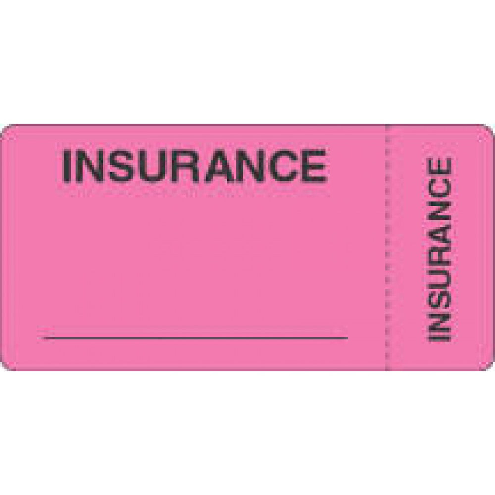 Label Wraparound Paper Removable Insurance 3 1/2" X 1 3/4" Fl. Pink 500 Per Roll