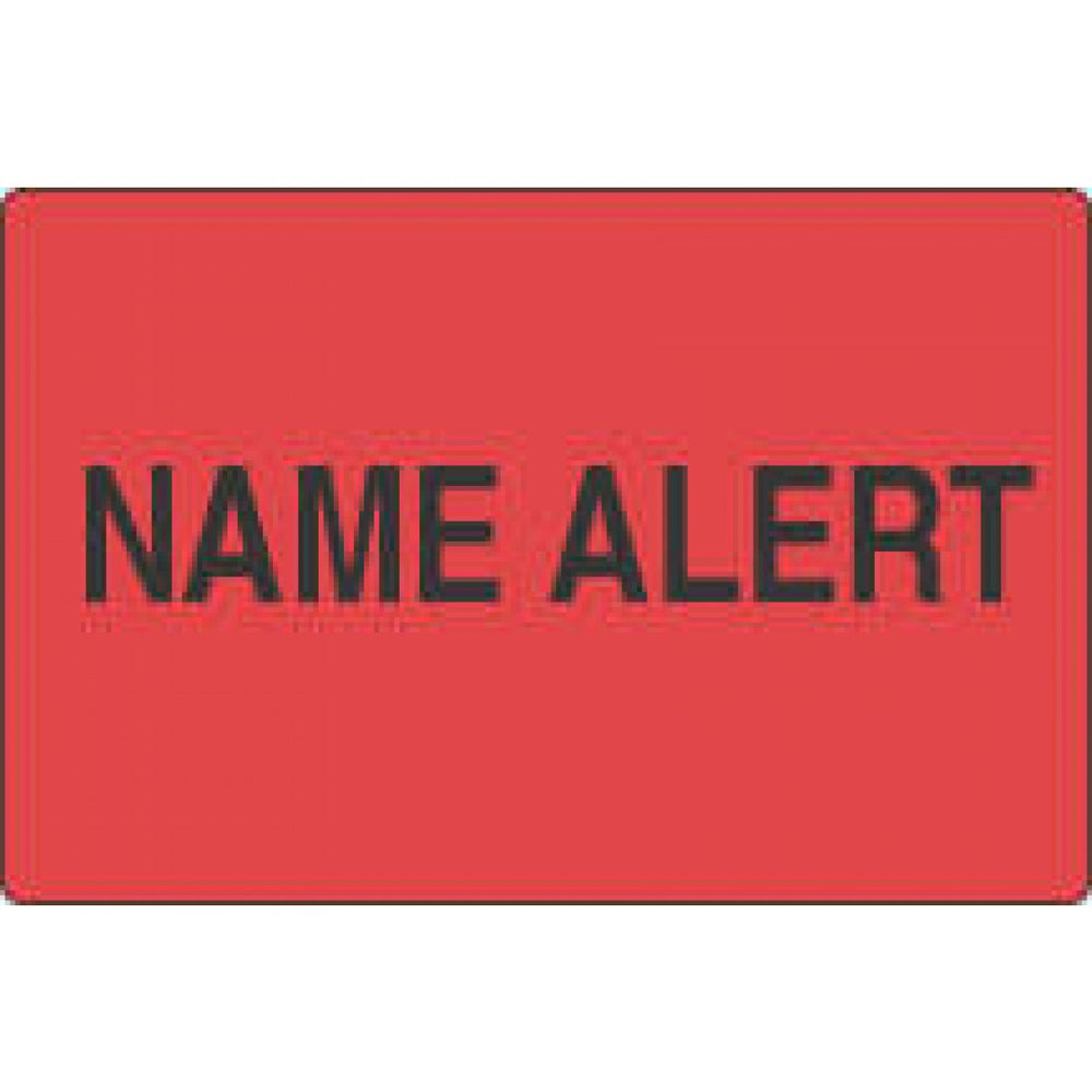 Label Paper Permanent Name Alert 4" X 2 5/8" Fl. Red 500 Per Roll