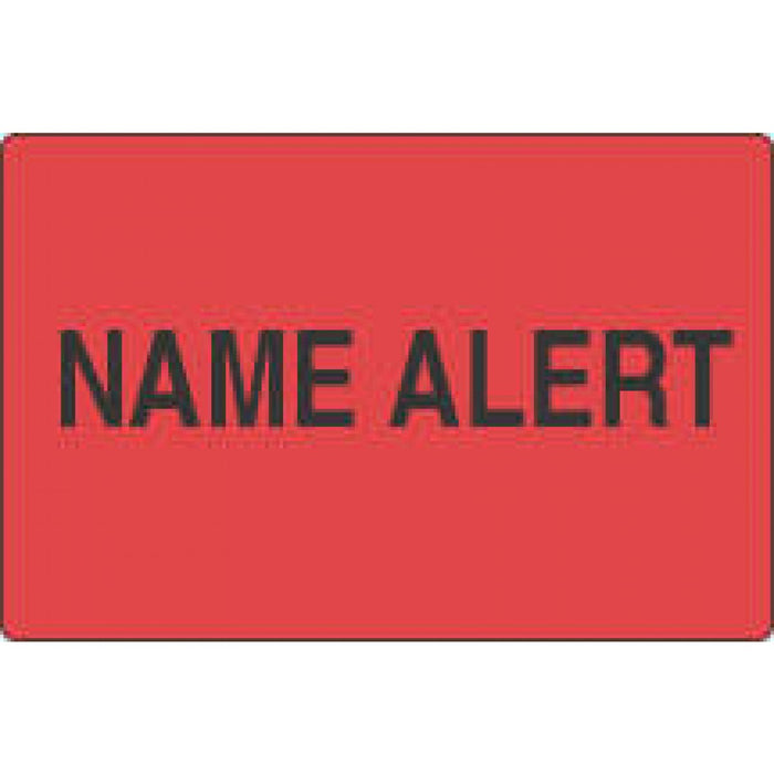 Label Paper Permanent Name Alert 4" X 2 5/8" Fl. Red 500 Per Roll