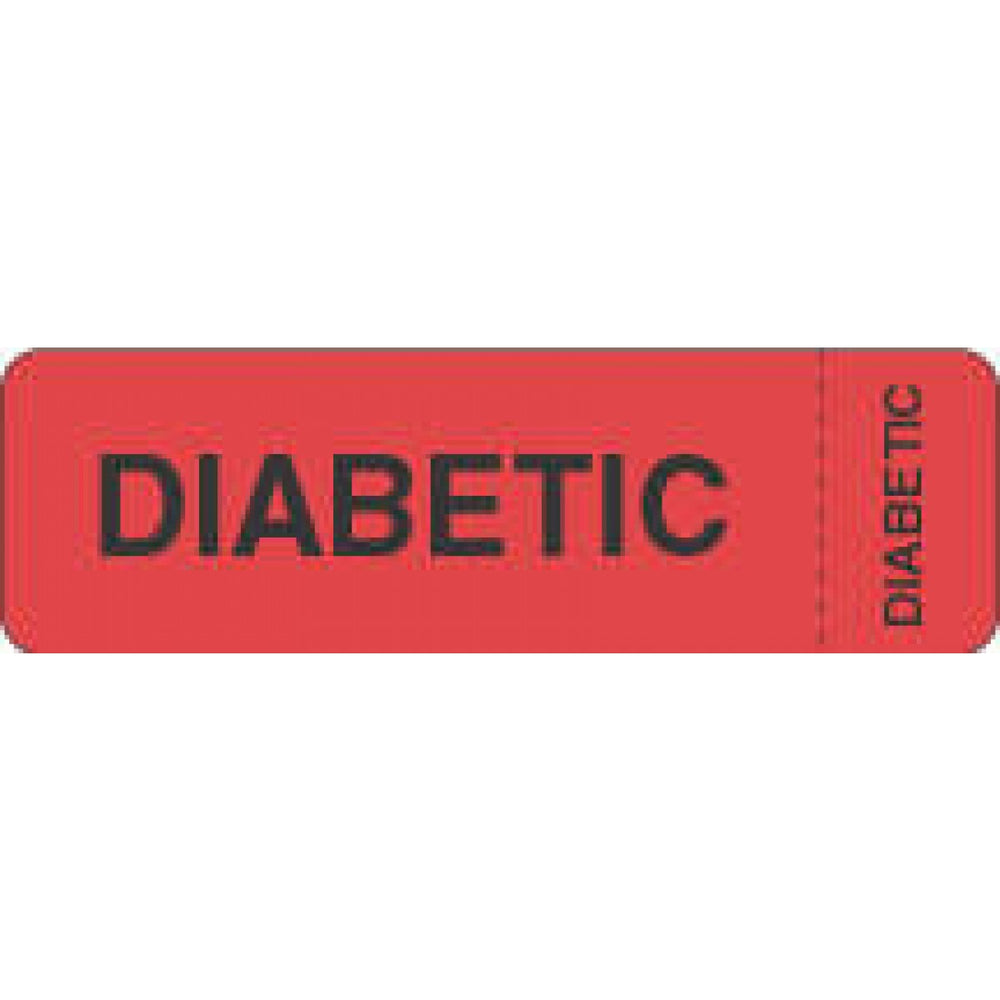 Label Wraparound Paper Removable Diabetic Diabetic 2 7/8" X 7/8" Fl. Red 1000 Per Roll