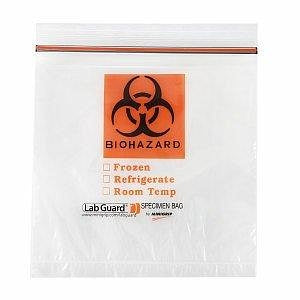 Inteplast Lab Guard Reclosable Biohazard Bags - Lab Guard Specimen Biohazard Bag, Specimen, 8" x 8", 3-Wall, Dispenser Box - SBL2X88B