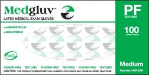 Medgluv PF Latex Exam Gloves - Exam Gloves, Textured, Latex, Powder-Free, Nonsterile, Size L - MG100L